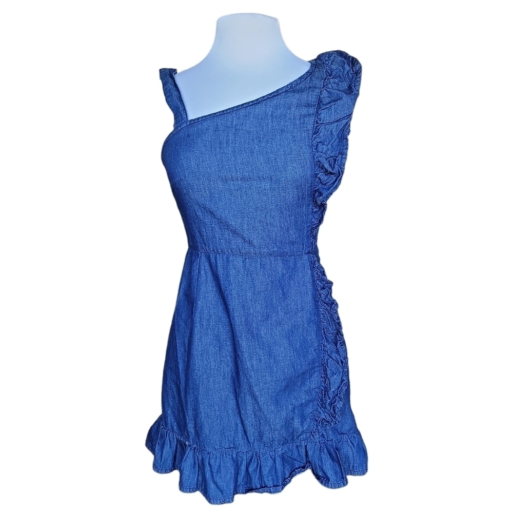 BDG Blue Denim Ruffle Mini Dress Women's Size S